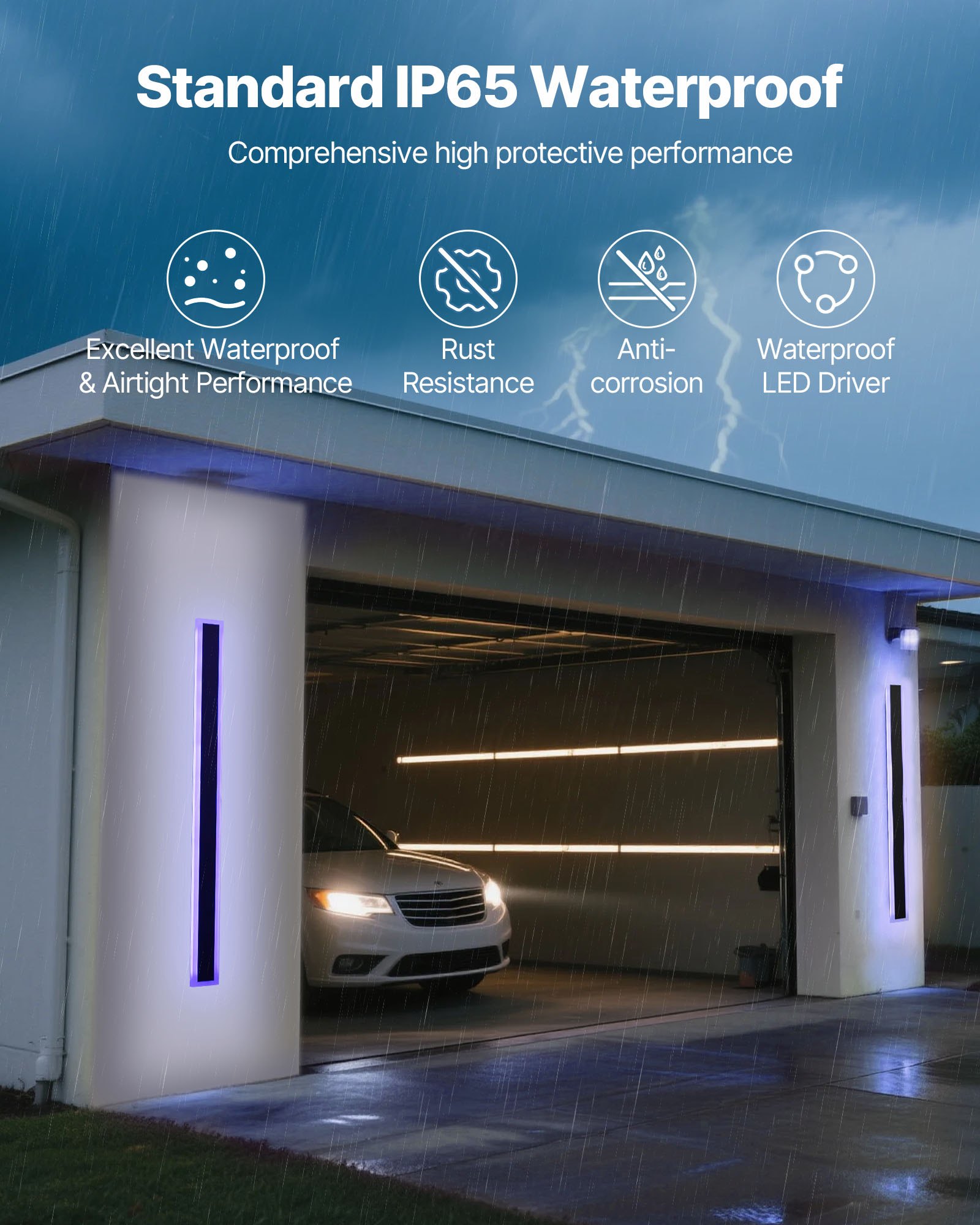 VEVOR Outdoor Wall Lights, 2 Pack, 1000 mm Long RGB Modern Exterior Wall Sconce Light Fixtures, 2700K-6000K, IP65 Waterproof Anti-Rust, Dimmable Outside Wall Mount Lighting, for House Porch Garage