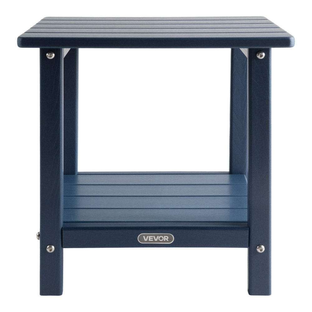 VEVOR Outdoor Side Table, 450W x 380D x 440H mm, Double Layer HDPE Outside End Table for Easy Maintenance, Withstand Harsh Weather, Fit for Patio, Pool, Beach, Porch, Indoor, Backyard, Blue