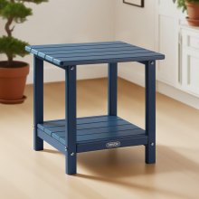 VEVOR Mesa Auxiliar de Exterior de HDPE 45 x 38 x 44 cm, Mesita Baja de Jardín de 2 Niveles, Mesa de Centro Multiuso Robusto y Estable para Terraza, Piscina, Playa, Porche, Interior, Exterior, Azul