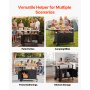 VEVOR Mesa de Barbacoa 1241 x 445 x 818 mm Tablero de Acero Inoxidable, Carrito de Cocina con Ruedas, Con Armario de Almacenamiento, Con Abridor de Botellas, Para Jardín, Bar, Zona de Barbacoa