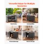 VEVOR Mesa de Barbacoa 132 x 46 x 90,9 cm Tablero de Acero Inoxidable, Carrito de Cocina con Fregadero, Con Ruedas, Con Armario de Almacenamiento, Con Toallero, Para Jardín, Bar, Zona de Barbacoa