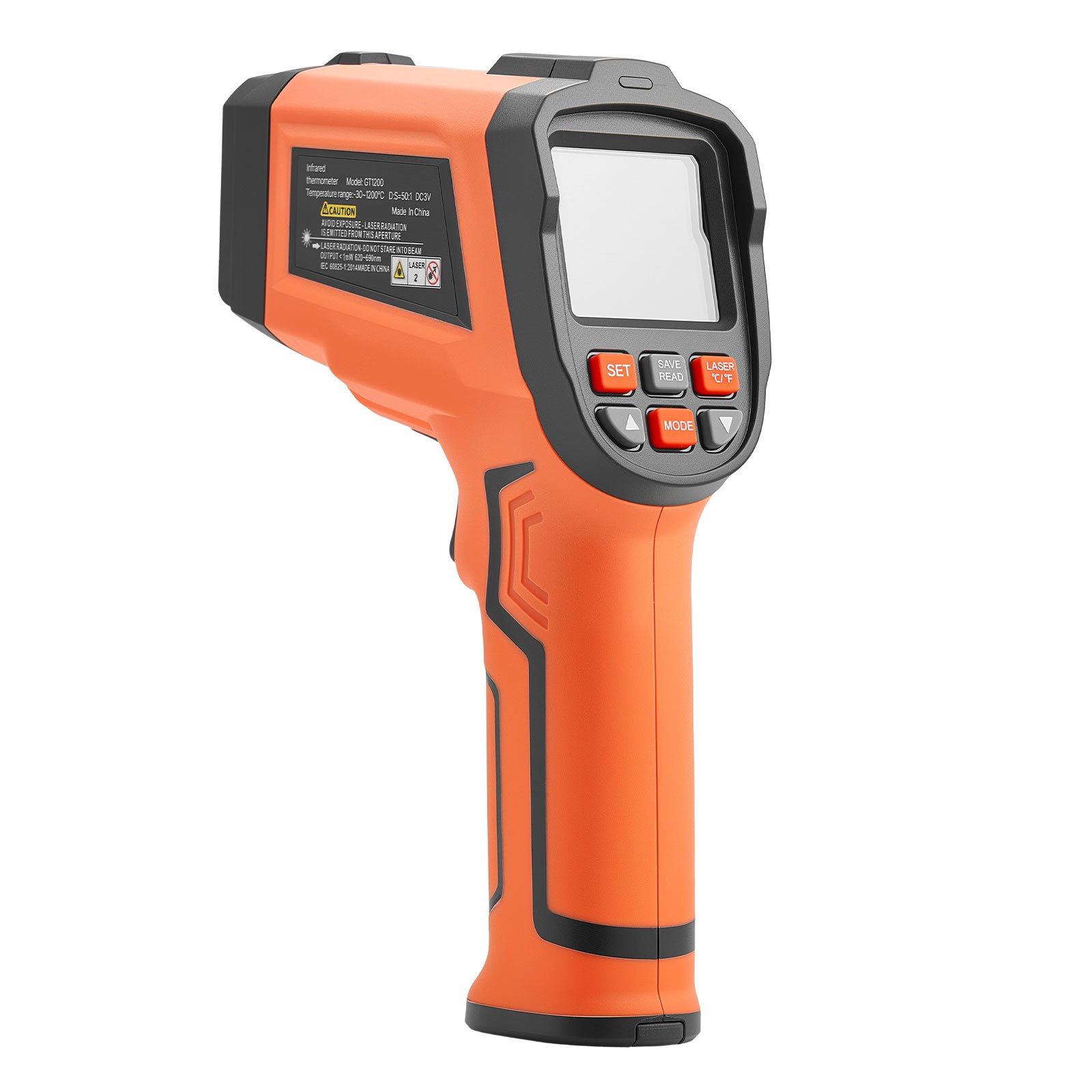 VEVOR Termómetro Infrarrojo con Sonda Tipo K, Modo Dual -30 a 1200 °C, Pistola Termómetro Láser Dual Digital 50:1 con Emisividad de 0,10 a 1,0 para Cocina Motor Automoción (No Apto para Uso Humano)