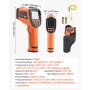 VEVOR Termómetro Infrarrojo con Sonda Tipo K, Modo Dual -30 a 1600 °C, Pistola Termómetro Láser Digital 50:1 con Emisividad de 0,10 a 1,0 para Cocina Industria Automoción (No Apto para Uso Humano)
