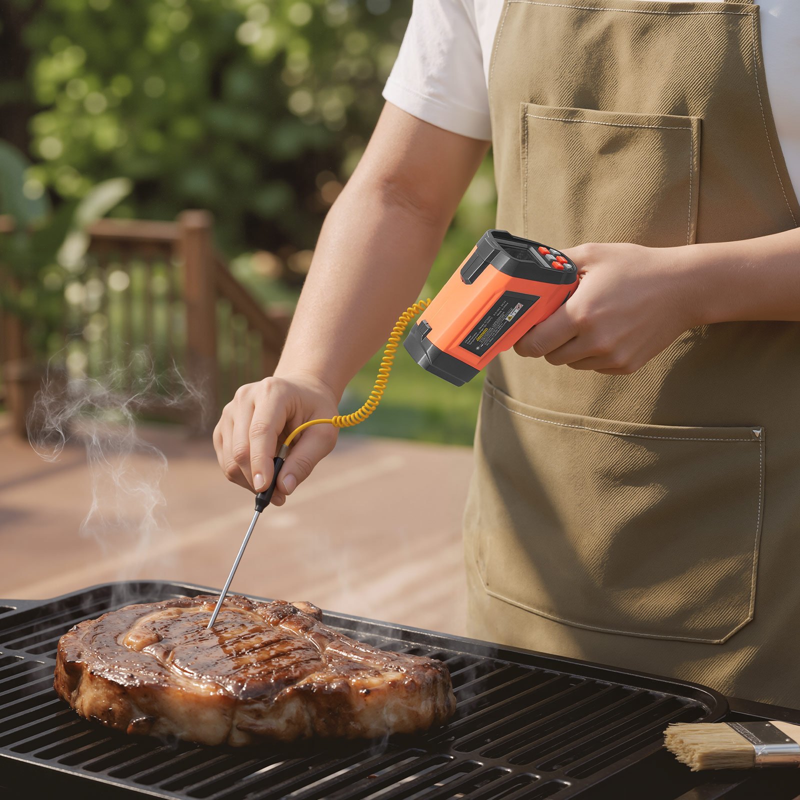VEVOR Termómetro Infrarrojo con Sonda Tipo K, Modo Dual -30 a 1600 °C, Pistola Termómetro Láser Digital 50:1 con Emisividad de 0,10 a 1,0 para Cocina Industria Automoción (No Apto para Uso Humano)