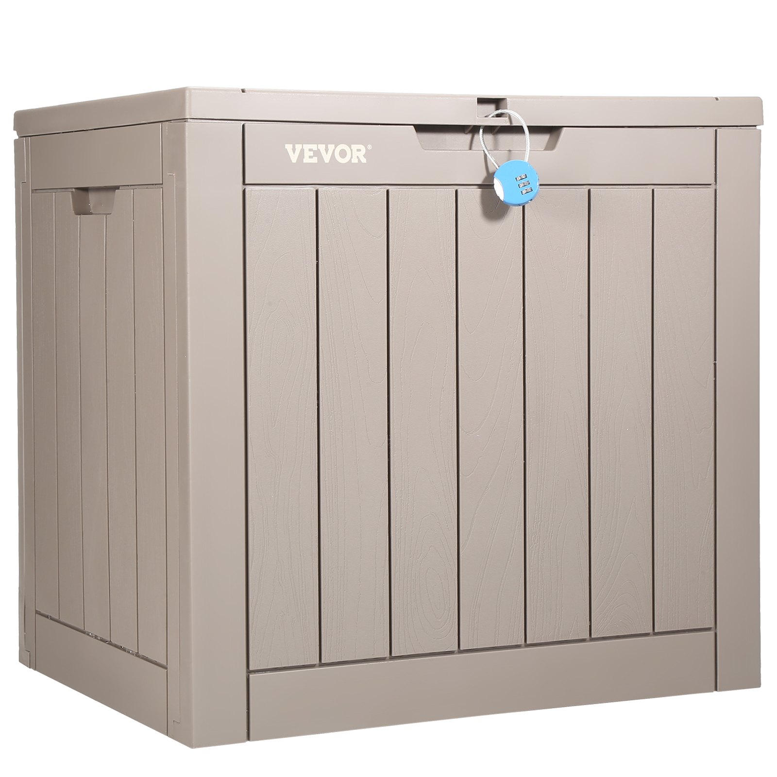 VEVOR Caja de Jardín 561x434x530 mm Caja de Almacenamiento Exterior 117,3 L PP Candado Impermeable Aleación de Aluminio para Piscina, Juguetes, Herramientas, Cojines, Terraza, Balcón, Interior, Gris