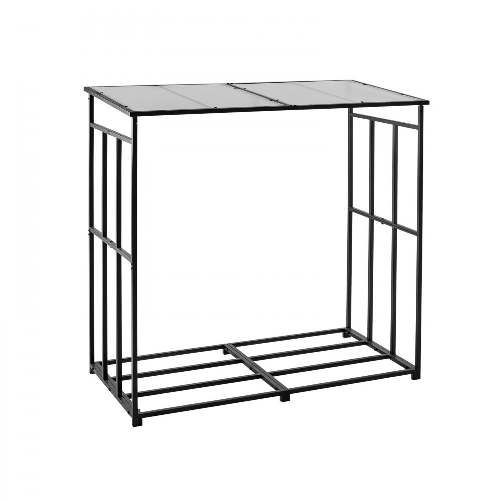 VEVOR Estante de Almacenamiento de Leña 143 x 70 x 143 cm Marco de Metal con Recubrimiento en Polvo Panel de Techo Soporte de Leña Carga de 299,4 kg para Chimenea, Terraza, Patio, Jardín, Negro
