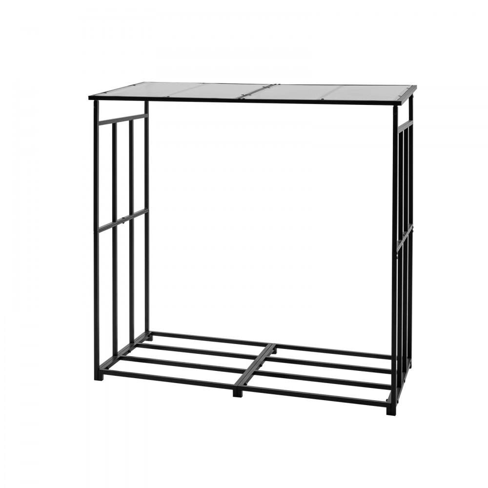 VEVOR Estante de Almacenamiento de Leña 143 x 70 x 143 cm Marco de Metal con Recubrimiento en Polvo Panel de Techo Soporte de Leña Carga de 299,4 kg para Chimenea, Terraza, Patio, Jardín, Negro