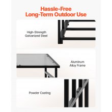 VEVOR Estante de Almacenamiento de Leña 143 x 70 x 143 cm Marco de Metal con Recubrimiento en Polvo Panel de Techo Soporte de Leña Carga de 299,4 kg para Chimenea, Terraza, Patio, Jardín, Negro