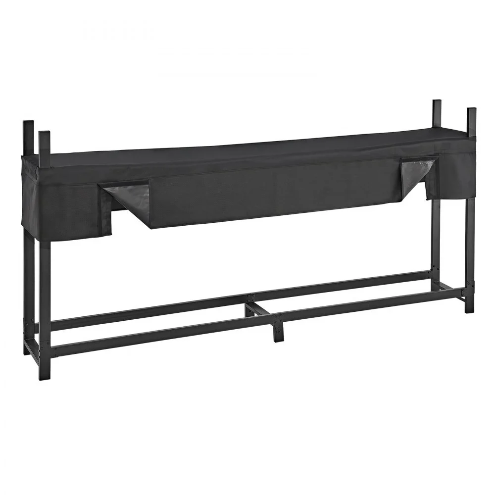 VEVOR Estantería de Leña para Exteriores Carga de 1100 kg Leñero Exterior, Soporte de Madera para Patio, Terraza, Jardín, Chimenea, 1240 x 355 x 2440 mm, con Cubierta Impermeable, Acero al Carbono