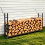VEVOR Estantería de Leña para Exteriores Carga de 1100 kg Leñero Exterior, Soporte de Madera para Patio, Terraza, Jardín, Chimenea, 1240 x 355 x 2440 mm, con Cubierta Impermeable, Acero al Carbono