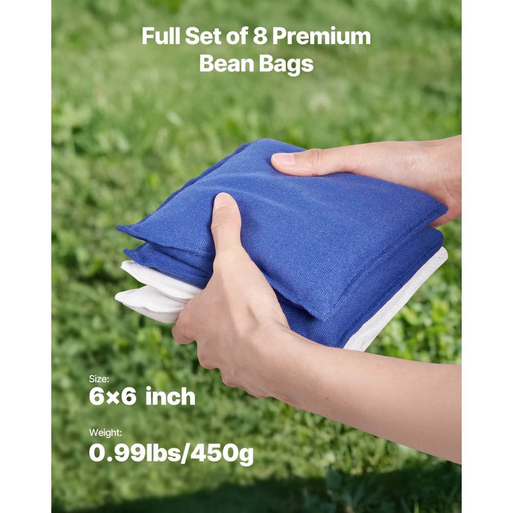 VEVOR Juego de Cornhole, Tablero de Lanzamiento, Aluminio Resistente a la Intemperie, para Interiores y Exteriores, Incluye 8 Bolsas de Frijoles, para Patio, Playa, Camping, 915 x 610 x 255 mm