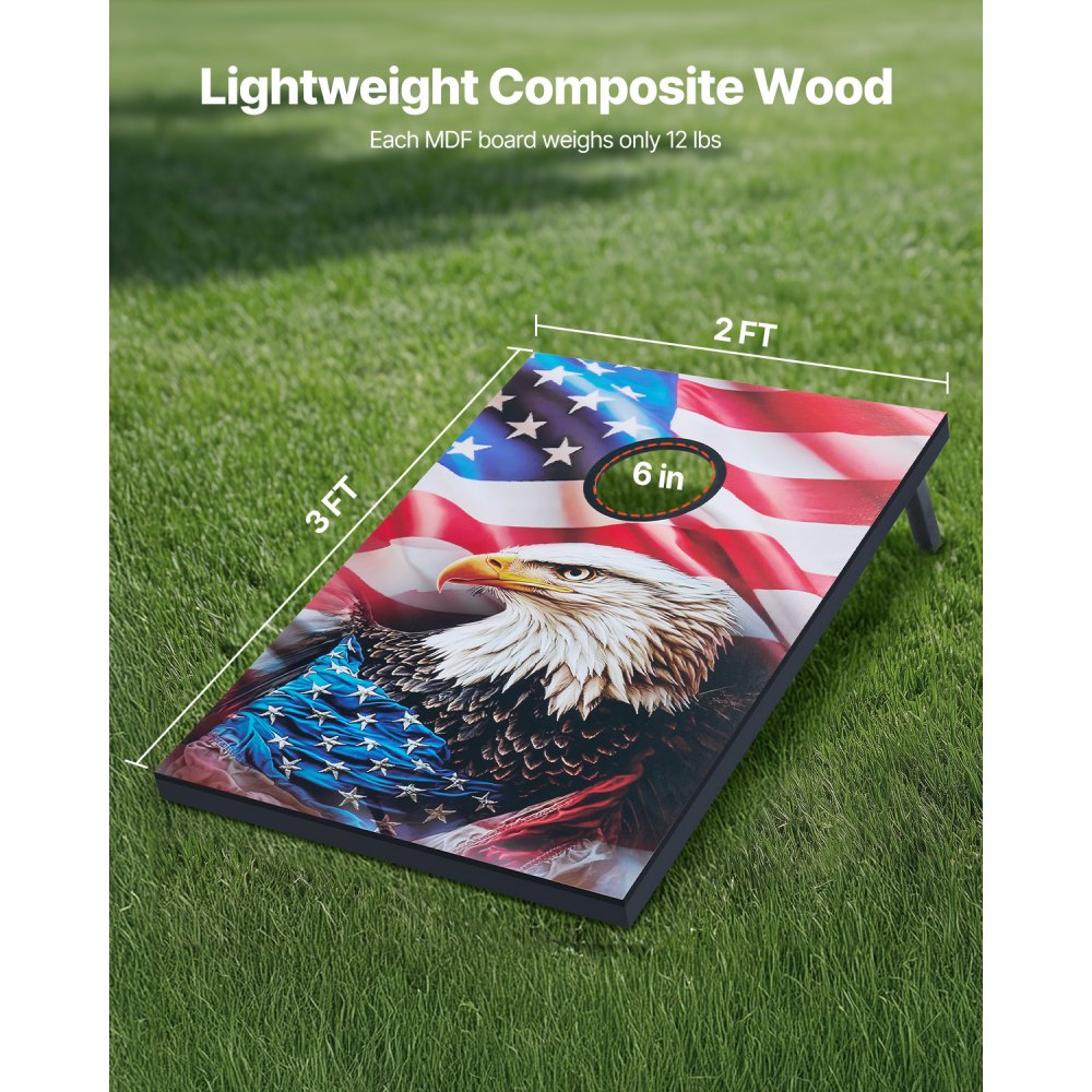 VEVOR Juego de Cornhole, Tablero de Lanzamiento Portátil de Madera MDF, Ideal para Adultos a Jugar en Interiores y Exteriores, con 8 Bolsas de Frijoles y Estuche de Transporte, 900 x 600 x 39 mm