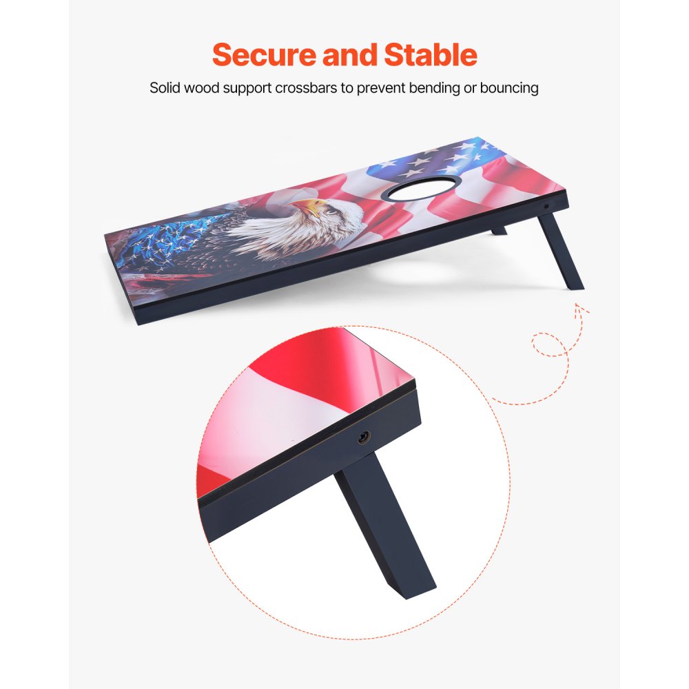 VEVOR Juego de Cornhole, Tablero de Lanzamiento Portátil de Madera MDF, Ideal para Adultos a Jugar en Interiores y Exteriores, con 8 Bolsas de Frijoles y Estuche de Transporte, 900 x 600 x 39 mm