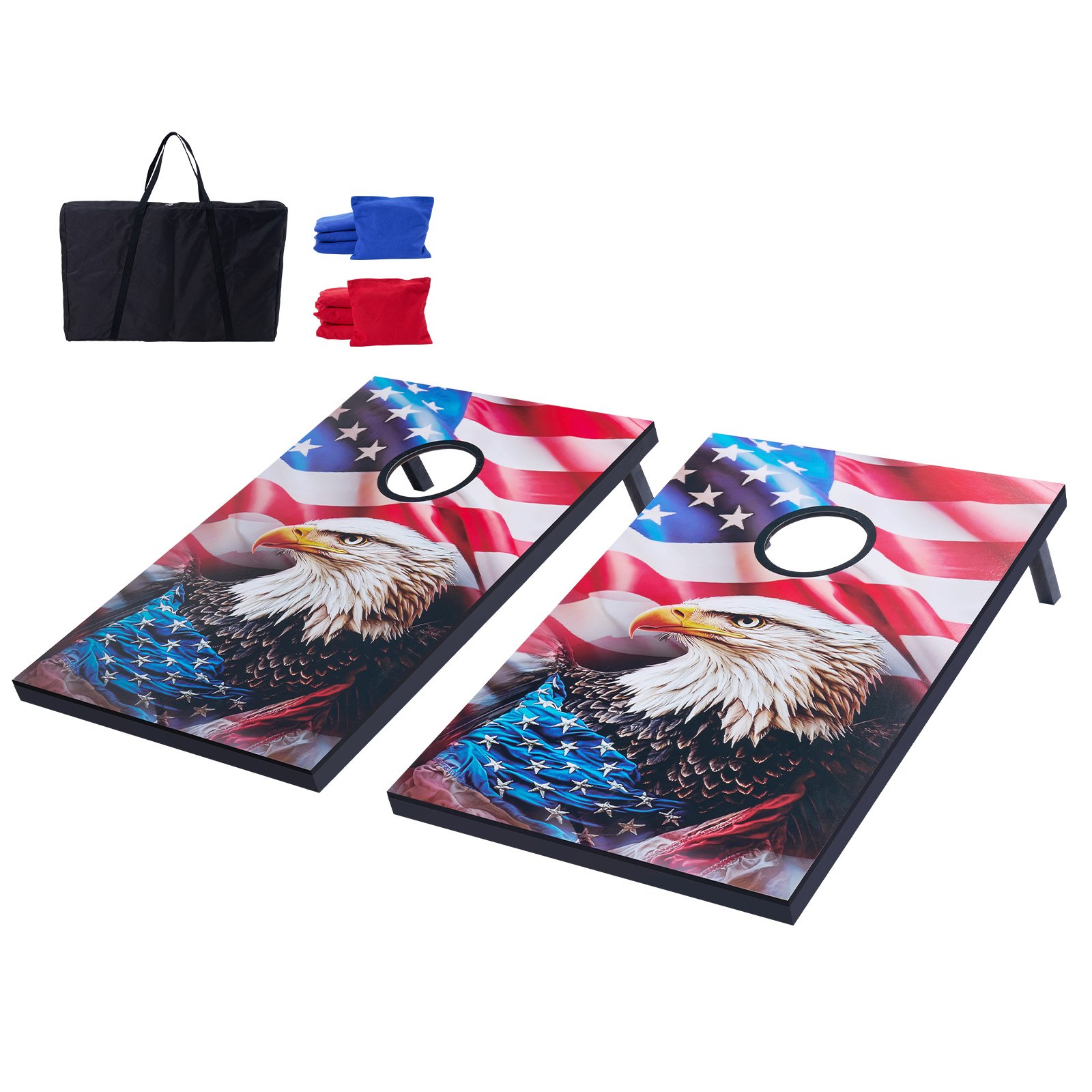 VEVOR Cornhole Game Set (920 x 600 x 241 mm) Cornhole Game Boards, Portable Throwing Board Made of MDF Wood, Cornhole Game for Adults, Includes 8 Bean Bags & Carrying Bag, for Garden, Backyard, Beach