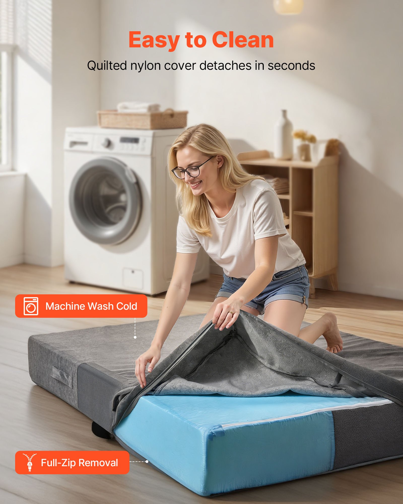 VEVOR Almohadilla de Choque para Niños 1800 x 1210 mm, Crash Pad Sensorial Infantil Impermeable, Antideslizante con Espuma de Alta Densidad, Funda Lavable, para Gimnasia Interior, Sala de Estar, Bebé