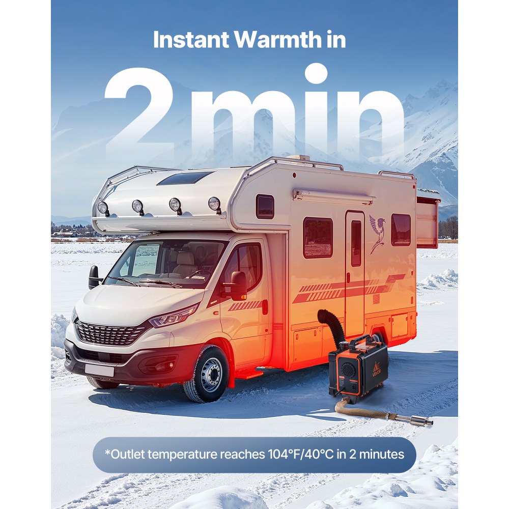 VEVOR Calentador Diésel de 8 kW, Todo en Uno, Portátil, con Control Remoto y Pantalla LCD, Calentamiento Rápido y Bajo Nivel de Ruido, para Camiones, Furgonetas, Autocaravanas, Caravanas, 4,5 L