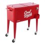 VEVOR 75.71 L Rolling Ice Chest, Holds up to 50 Bottles / 110 Cans, Portable Patio Party Bar Drink Cooler Cart with 4 Swivel Casters (2 with Brakes), Beverage Cooler Trolley with Bottle Opener, Red