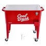 VEVOR 75.71 L Rolling Ice Chest, Holds up to 50 Bottles / 110 Cans, Portable Patio Party Bar Drink Cooler Cart with 4 Swivel Casters (2 with Brakes), Beverage Cooler Trolley with Bottle Opener, Red