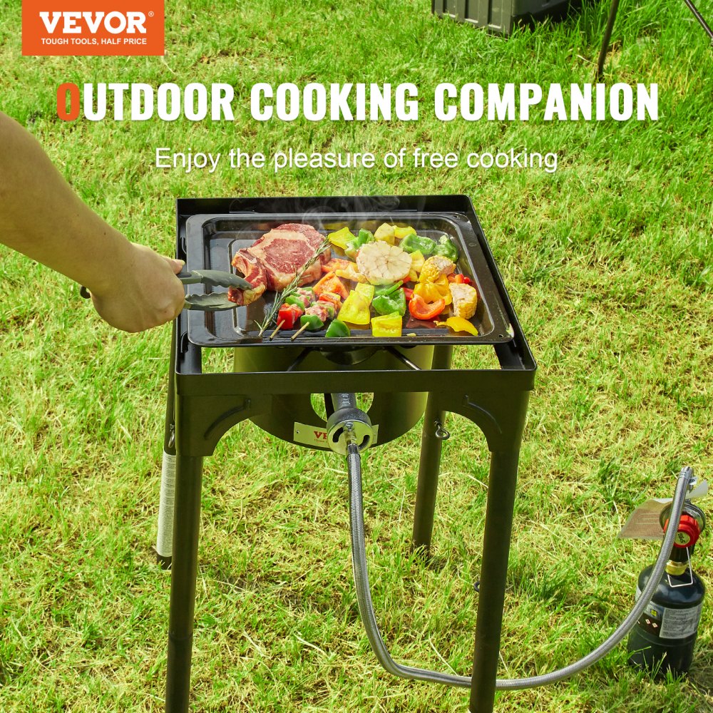 VEVOR Estufa de Camping al Aire Libre Estufa de Gas para Barbacoa Estufa de Camping de 1 Quemador 40 x 40 x 70 cm Parrilla de Gas de 30000 BTU Uso al Aire Libre para Eventos, Carnaval, Fiestas de Boda