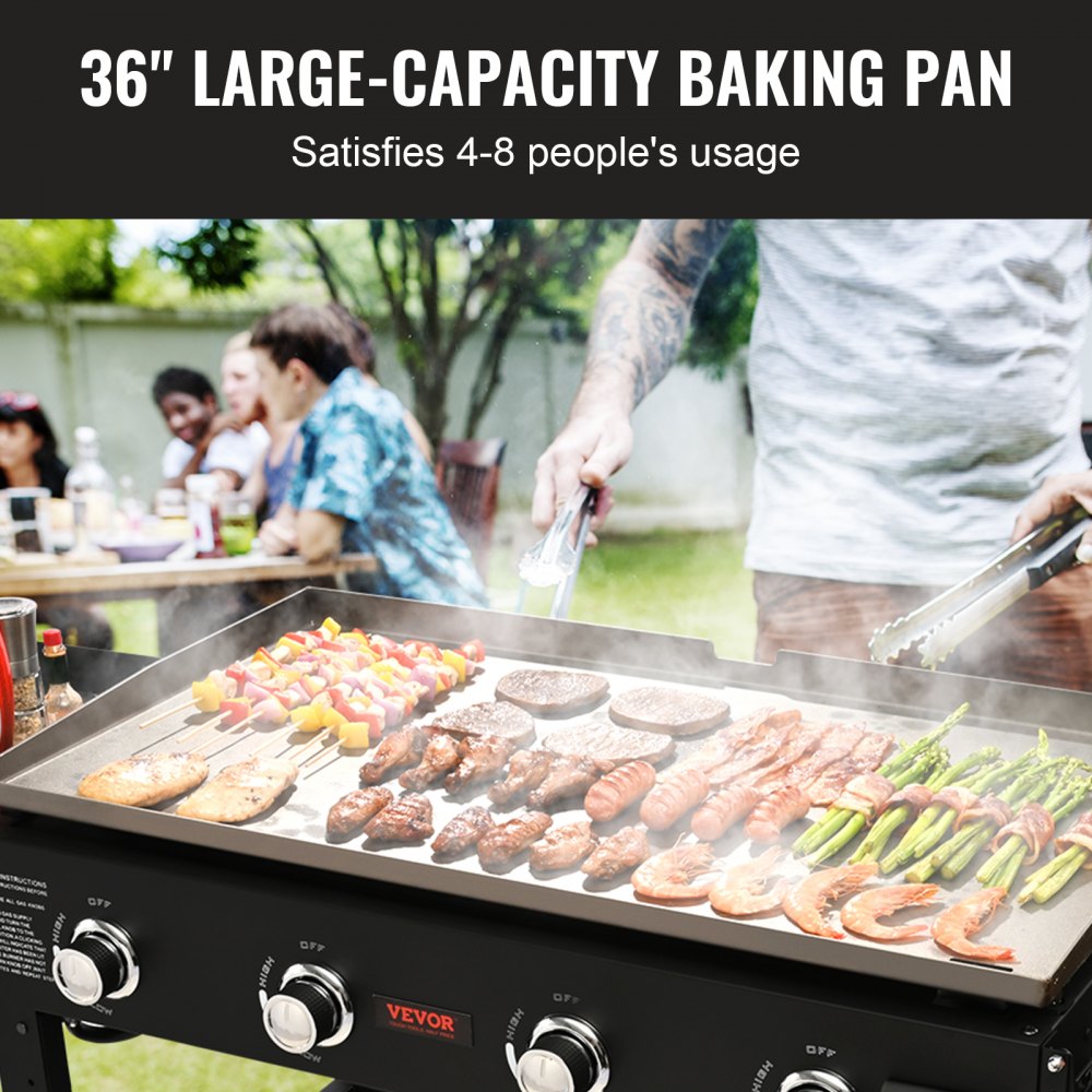 VEVOR-plancha de Gas comercial para encimera, parrilla superior plana, carrito de restaurante, placa caliente