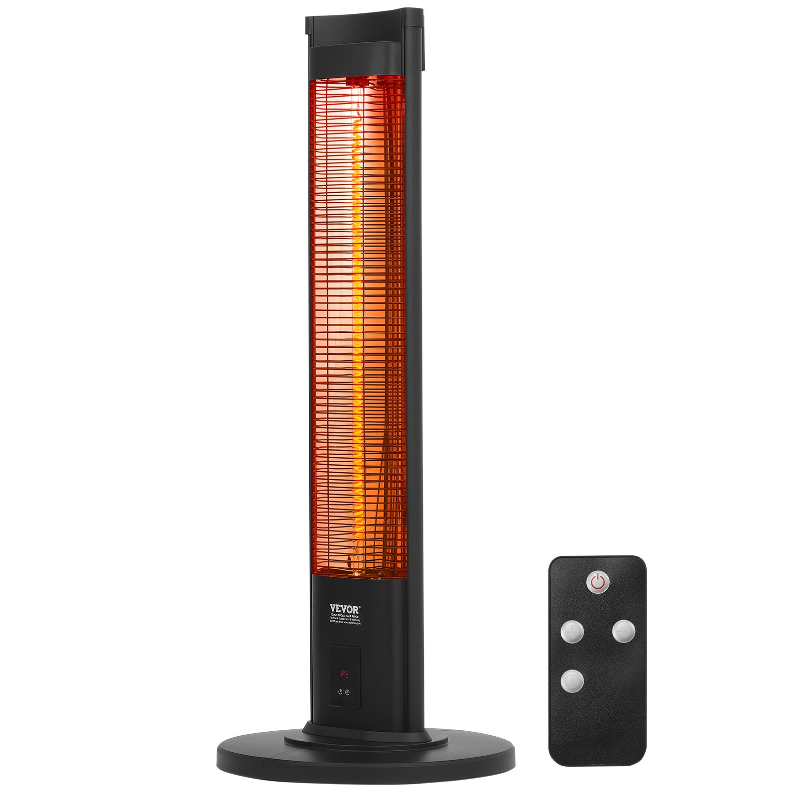 Calentador infrarrojo VEVOR, calentador eléctrico de ambiente con control remoto de 2000 W, calentador de patio con 3 velocidades, temporizador y protección antivuelco, para exteriores/interiores, para dormitorio, estudio, porche, comedor, estudio, soporte