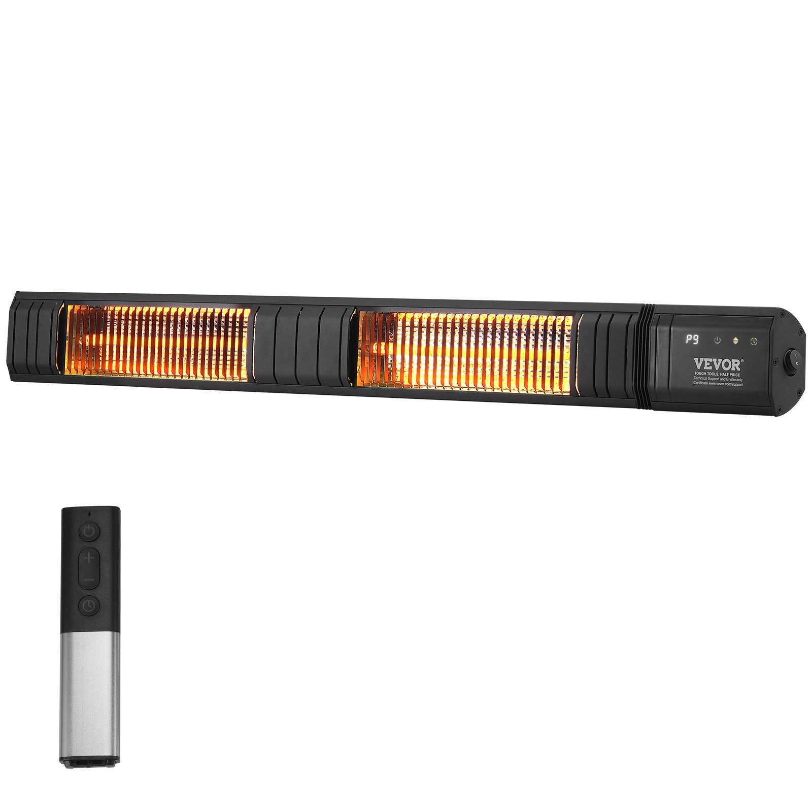 VEVOR Infrared Heater, 3000 W, with Remote Control, IP65 Protection, Carbon Infrared Outdoor Heater with 9 Settings and Timer, for Porch, Patio, Dining Room, Studio, Backyard, Wall Mounted
