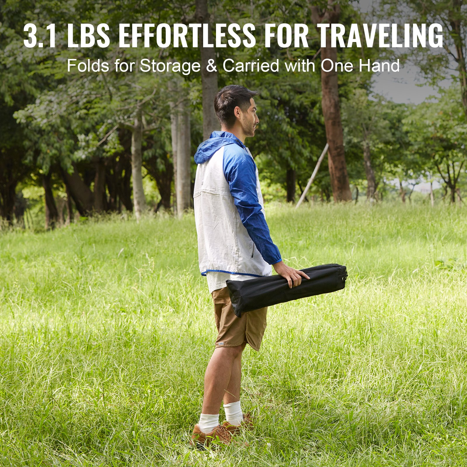 VEVOR Folding Camping Table 565x460x405 mm, Collapsible Garden Table, Balcony Table, Multi-Purpose Table, 30 kg Load Capacity, Aluminum Alloy Camping Table, Folding Table, High Temperature Resistant, Portable