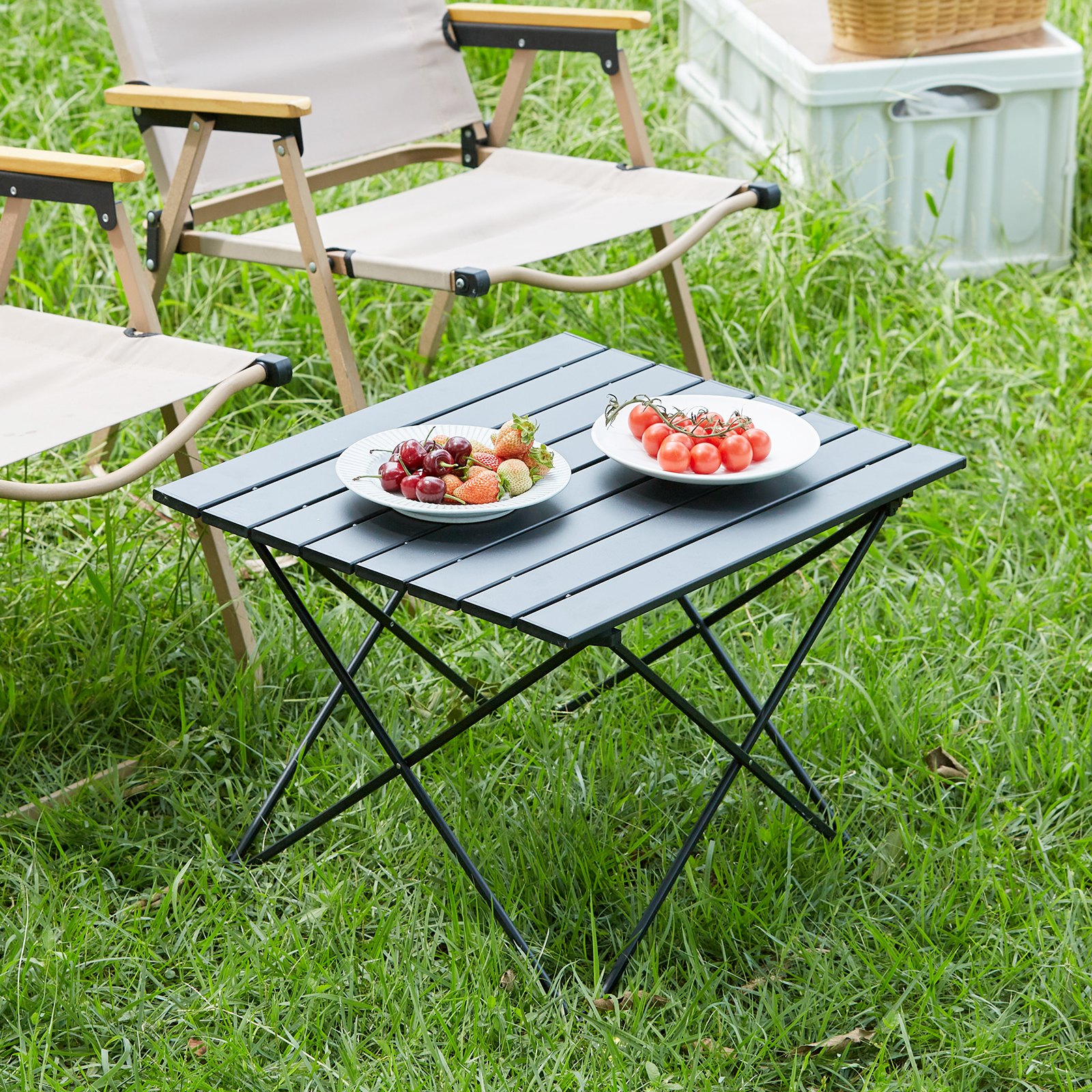 VEVOR Folding Camping Table 565x460x405 mm, Collapsible Garden Table, Balcony Table, Multi-Purpose Table, 30 kg Load Capacity, Aluminum Alloy Camping Table, Folding Table, High Temperature Resistant, Portable