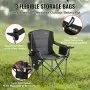 VEVOR Silla de Camping Plegable 98x63x99 cm Acero Inoxidable Silla de Pesca al Aire Libre Carga 158kg Asiento Plegable Ligero Portátil con Portavasos 3 Bolsas de Almacenamiento para pícnics Senderismo