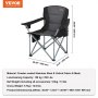 VEVOR Silla de Camping Plegable 98x63x99 cm Acero Inoxidable Silla de Pesca al Aire Libre Carga 158kg Asiento Plegable Ligero Portátil con Portavasos 3 Bolsas de Almacenamiento para pícnics Senderismo