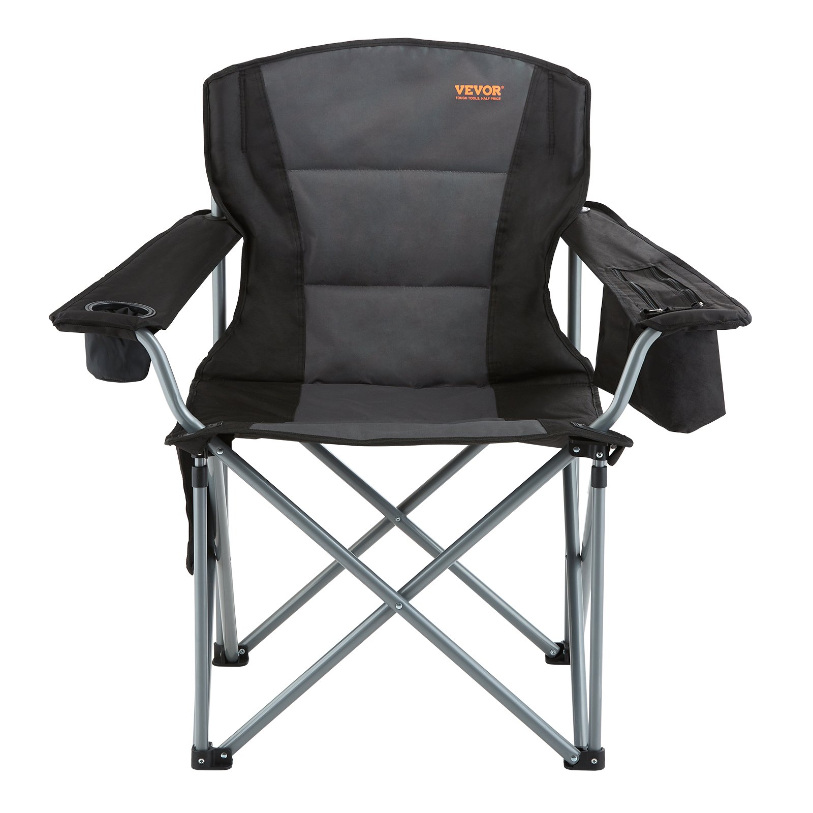 VEVOR Silla de Camping Plegable 98x63x99 cm Acero Inoxidable Silla de Pesca al Aire Libre Carga 158kg Asiento Plegable Ligero Portátil con Portavasos 3 Bolsas de Almacenamiento para pícnics Senderismo