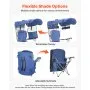 VEVOR Silla de Camping Plegable con Sombrilla Capacidad Máxima de 150 kg, Silla de Camping Portátil con Toldo Tela Oxford, Compartimento para Revistas, Portavasos y Bolsillo para Exteriores Pesca