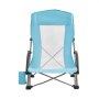 VEVOR Silla de Playa Plegable, Paquete de 2, Capacidad Máxima de 150 kg con Respaldo Alto de Malla, Almohada, Silla de Camping Portátil, Resistente con Portavasos para Exteriores Barbacoa Aire Libre