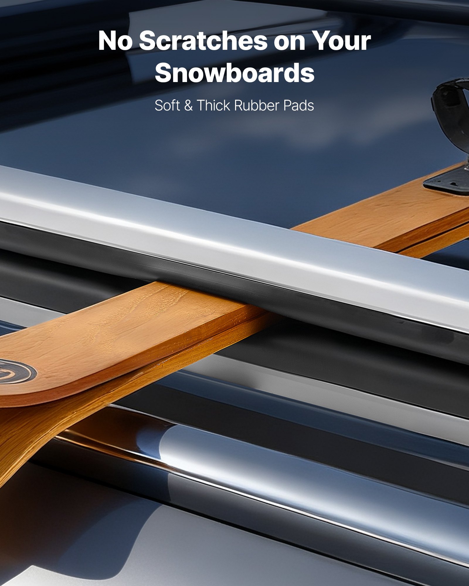 VEVOR Portaequipajes de Techo, para hasta 4 Pares de Esquís/2 Tablas de Snowboard, con Cerradura con Acolchado de Goma, para la Mayoría de las Barras Transversales Ancho de Carga de 465 mm, Negro