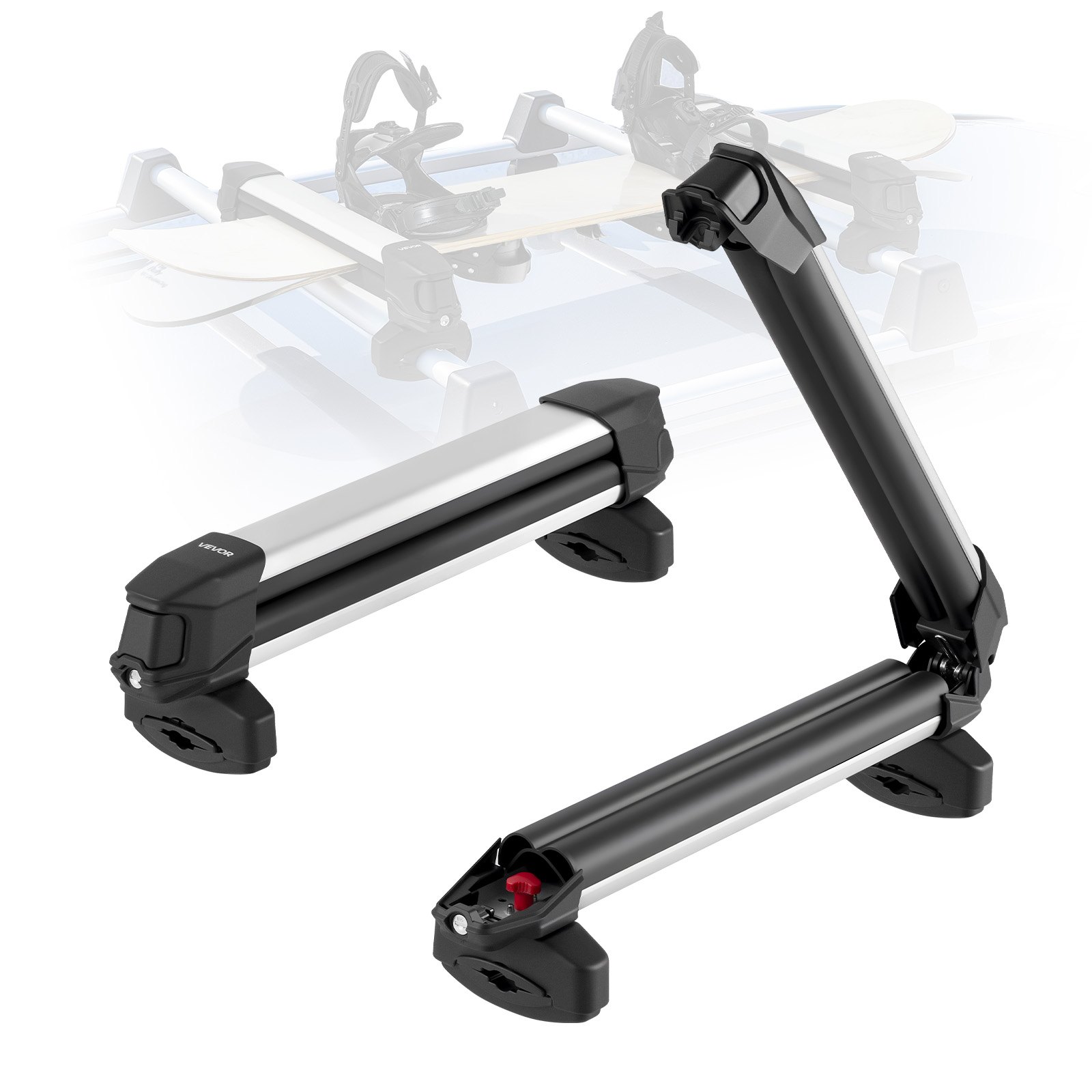 VEVOR Portaequipajes de Techo, para hasta 4 Pares de Esquís/2 Tablas de Snowboard, con Cerradura con Acolchado de Goma, para la Mayoría de las Barras Transversales Ancho de Carga de 465 mm, Negro