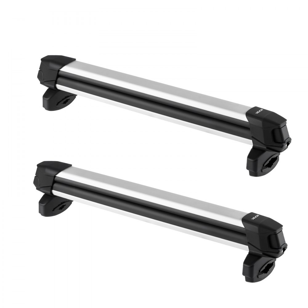 VEVOR Portaesquís Universal de Techo de Automóvil, para hasta 6 Pares de Esquís o 4 Tablas de Snowboard, 2 Piezas, con Cerradura, con Acolchado de Goma y Ranura en T, 915 x 85 x 100 mm, Negro
