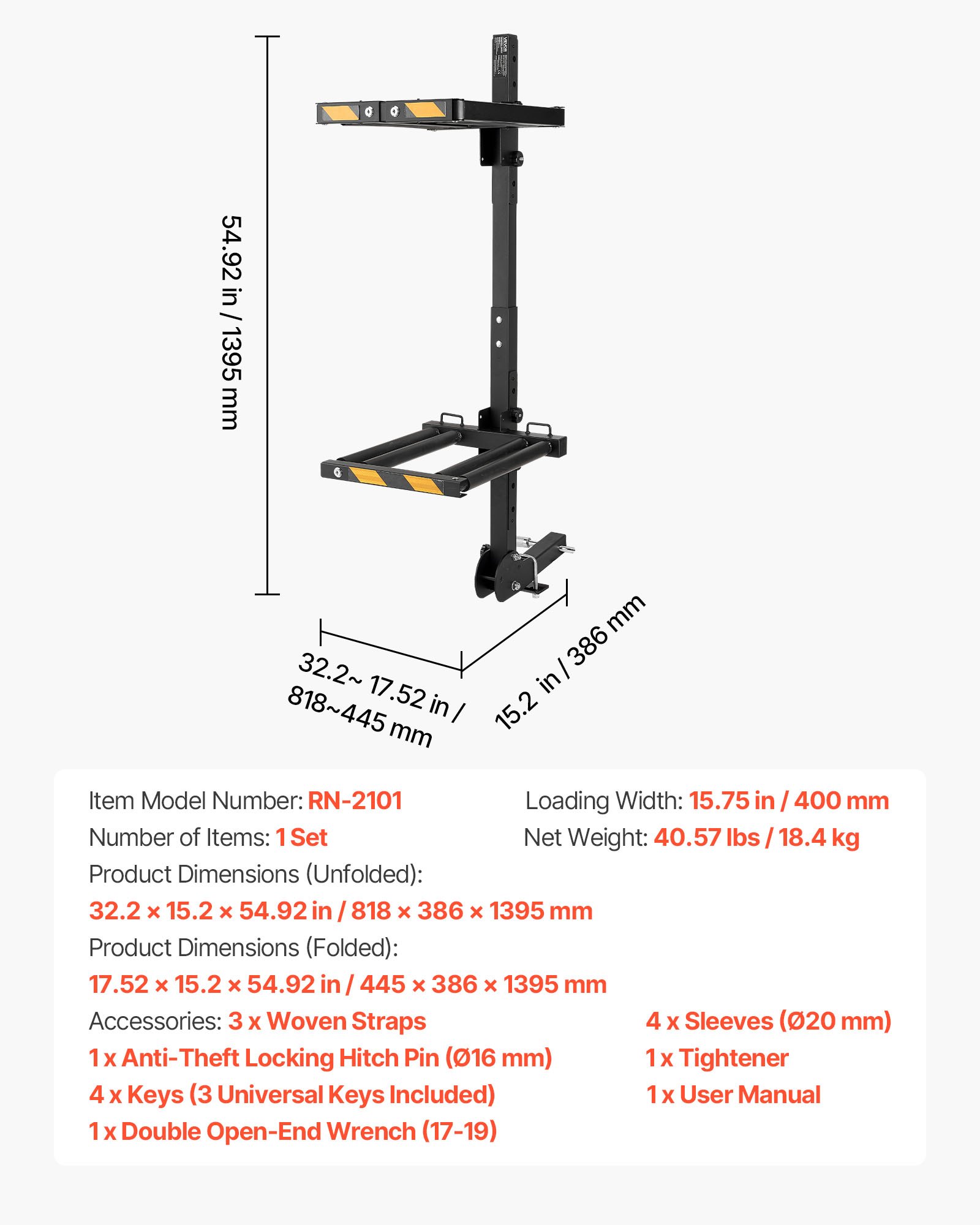 VEVOR Portaesquís de Techo, para hasta 6 Pares de Esquís/4 Tablas de Snowboard, con Cerradura con Cinturón de Seguridad y Acceso Inclinable, el Soporte Ajustable Se Adapta a la Barra de Remolque