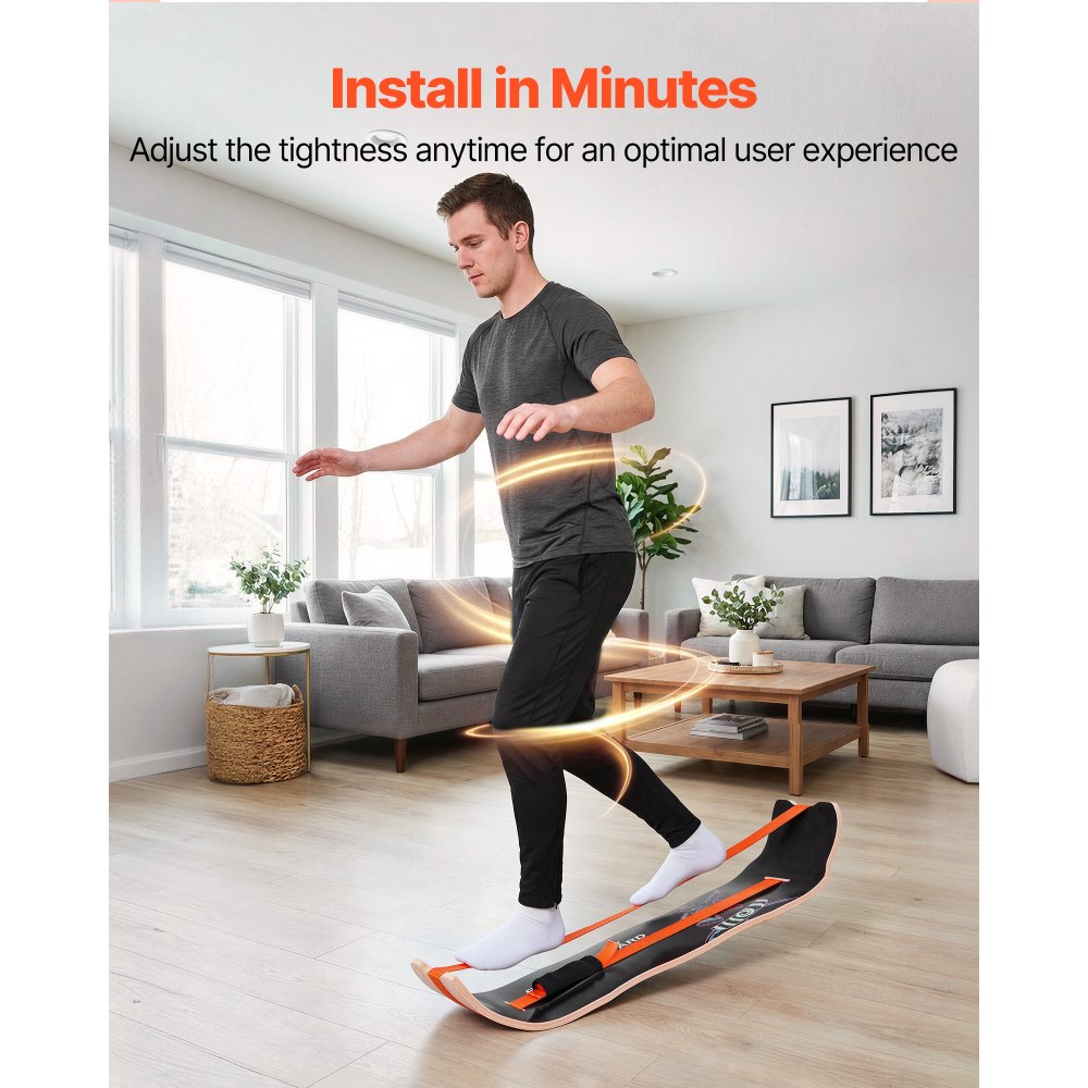 VEVOR Tabla de Equilibrio Curvada de Madera, Entrenador de Tabla de Equilibrio 107 x 28 x 16,5 cm para Adultos, Compacto y Ligero, para Ejercicios de Core, Gimnasio en Casa, Yoga, Negro y Naranja
