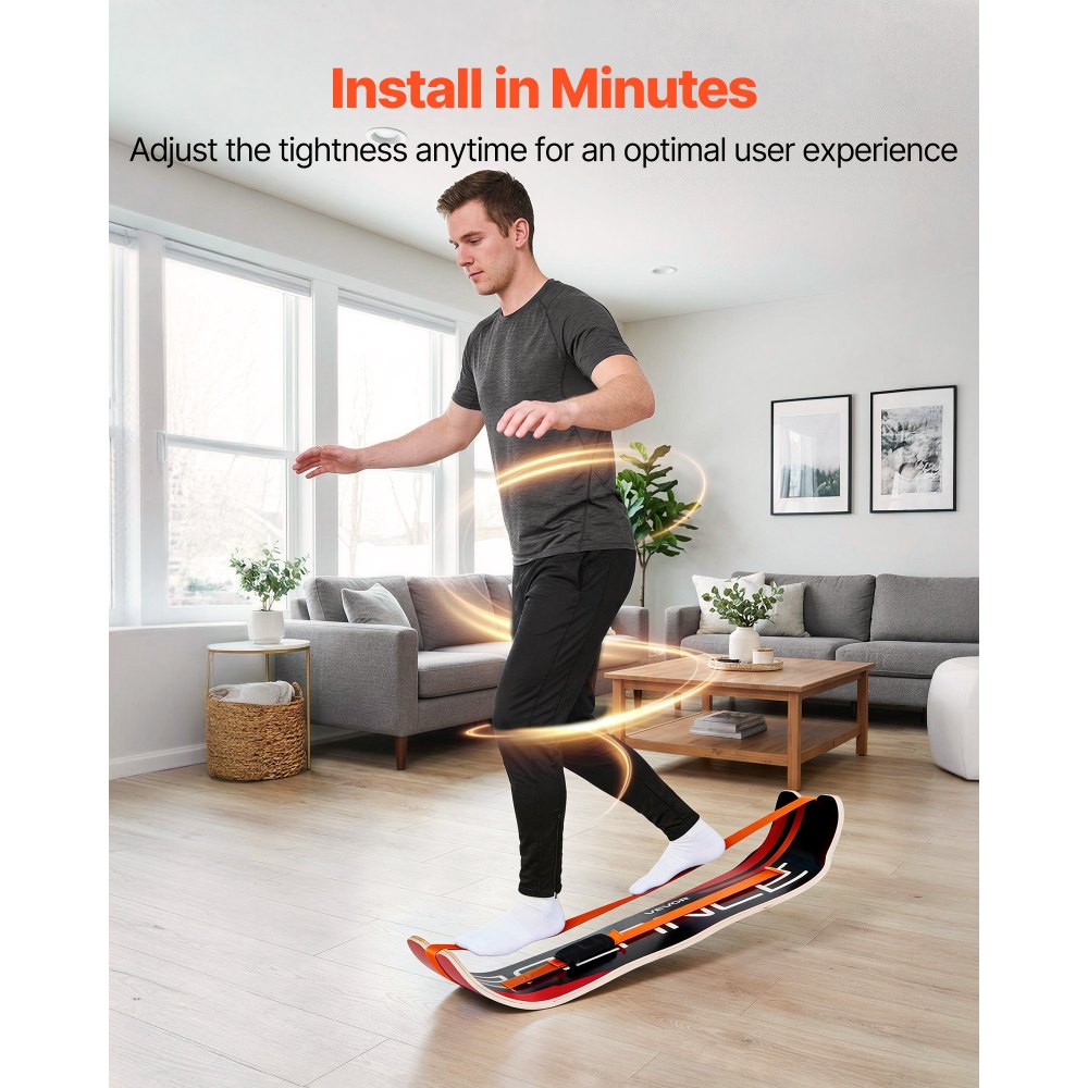 VEVOR Tabla de Equilibrio Curvada de Madera 107 x 28 x 16,5 cm, Entrenador de Tabla de Equilibrio para Adultos, Compacto y Ligero, para Ejercicios de Core, Gimnasio en Casa, Yoga, Pilates, Naranja