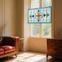 VEVOR Stained Glass Window Panel, 664 x 402 mm, Tiffany Style Hanging Transom Window Panel with Chain, Large Horizontal Rectangle Stain Glass, Vintage Traditional Art Handcrafts for Kitchen Home Decor