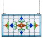 VEVOR Stained Glass Window Panel, 664 x 402 mm, Tiffany Style Hanging Transom Window Panel with Chain, Large Horizontal Rectangle Stain Glass, Vintage Traditional Art Handcrafts for Kitchen Home Decor