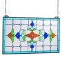 VEVOR Stained Glass Window Panel, 664 x 402 mm, Tiffany Style Hanging Transom Window Panel with Chain, Large Horizontal Rectangle Stain Glass, Vintage Traditional Art Handcrafts for Kitchen Home Decor