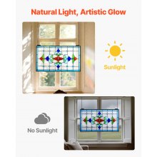VEVOR Panel de Vidriera Colgante de Ventana 66x40 cm con Cadena para Decoración
