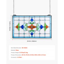 VEVOR Panel de Vidriera Colgante de Ventana 66x40 cm con Cadena para Decoración