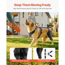 VEVOR Rodillera para Pata Trasera Izquierda Ajustable de Perro, Talla XL, Negro