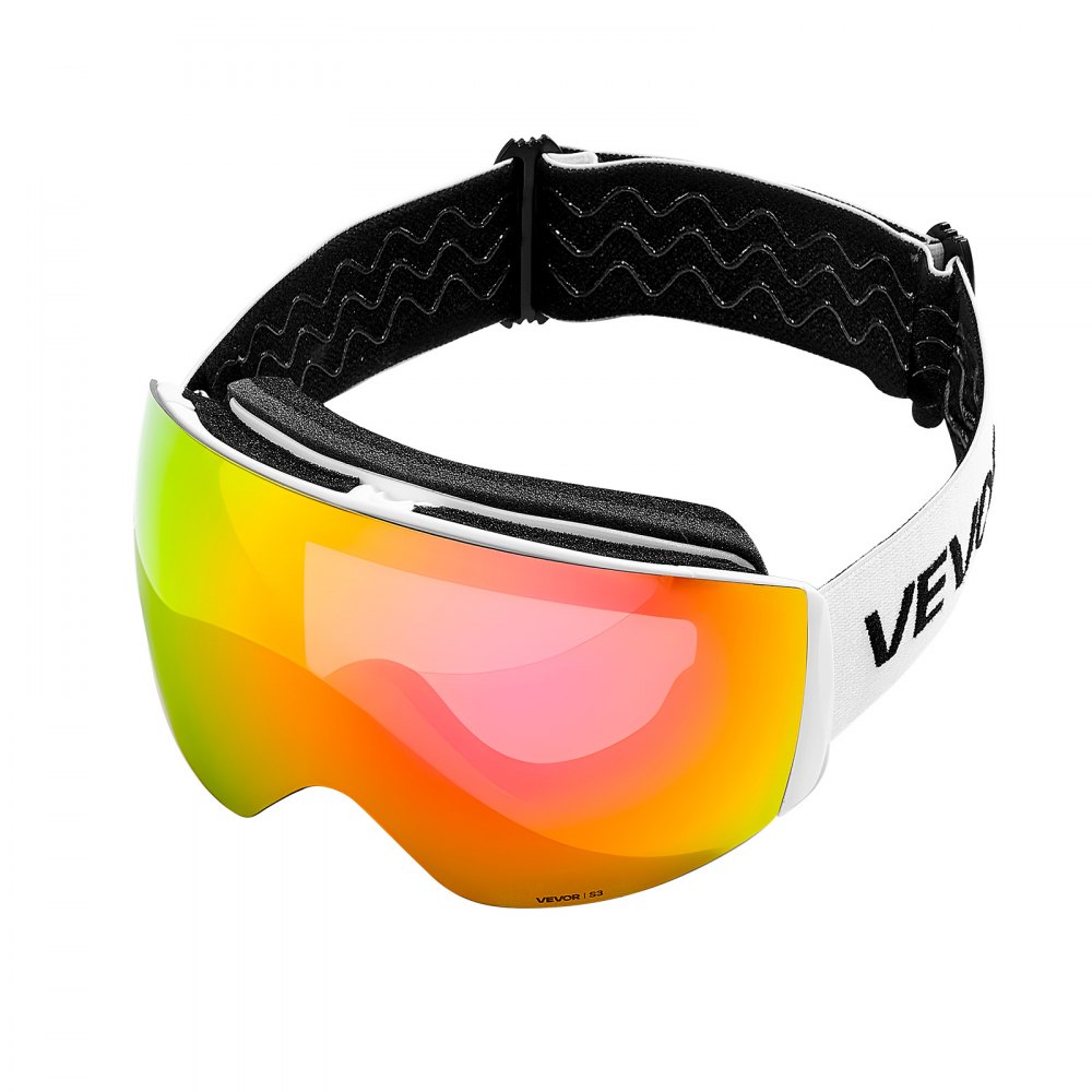 VEVOR Gafas de Esquí con Revestimiento, Rosa Cromada VLT 8-18%, para Snowboard, con Lentes Esféricas, Doble Ventilación Antivaho y Espuma de Triple Capa, para Hombres y Mujeres, 190 x 99 x 68 mm