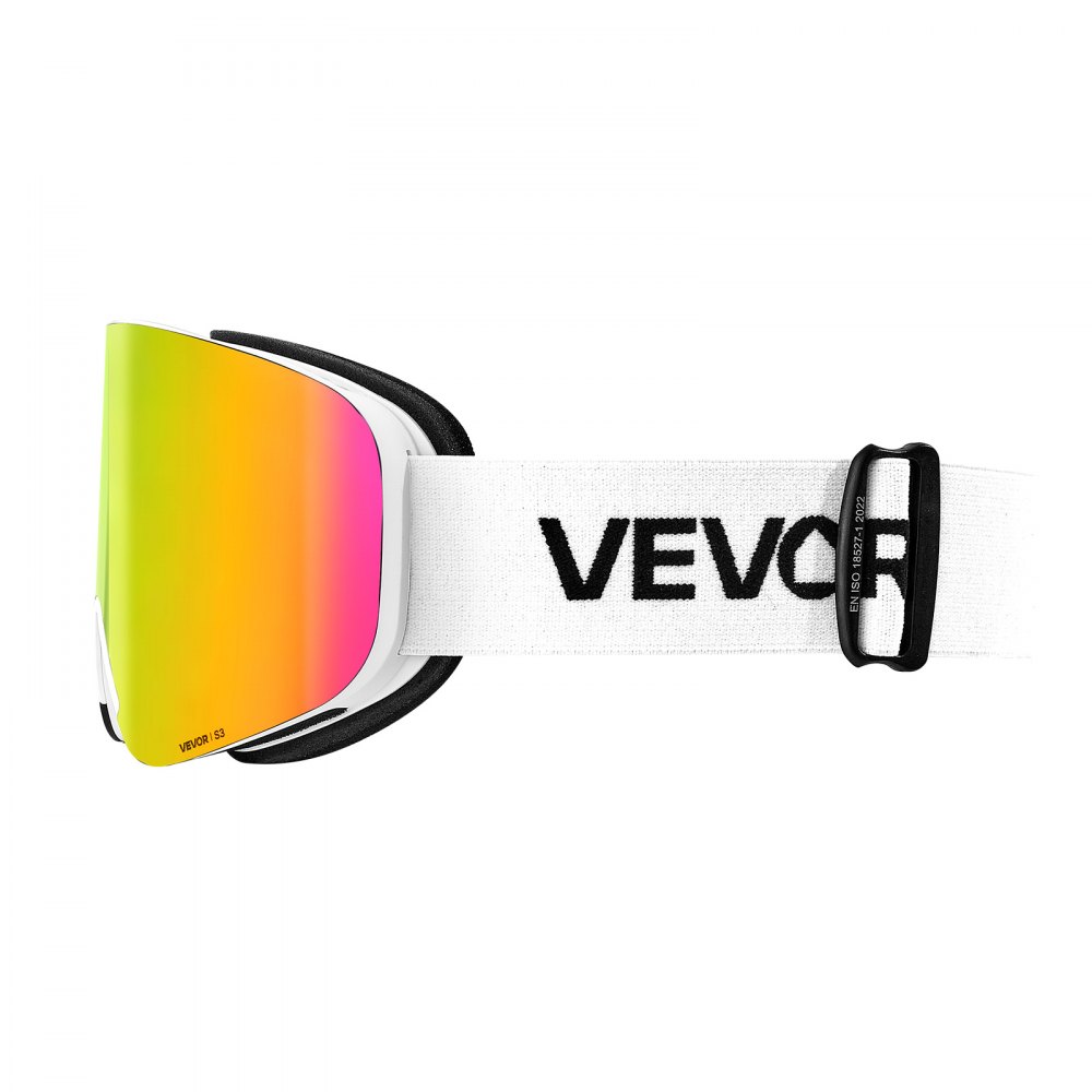 VEVOR Gafas de Esquí con Revestimiento, Rosa Cromada, para Snowboard, con Lentes Cilíndricas Magnéticas, Doble Ventilación y Antivaho, para Motonieve, para Hombres y Mujeres, 182 x 104 x 79 mm