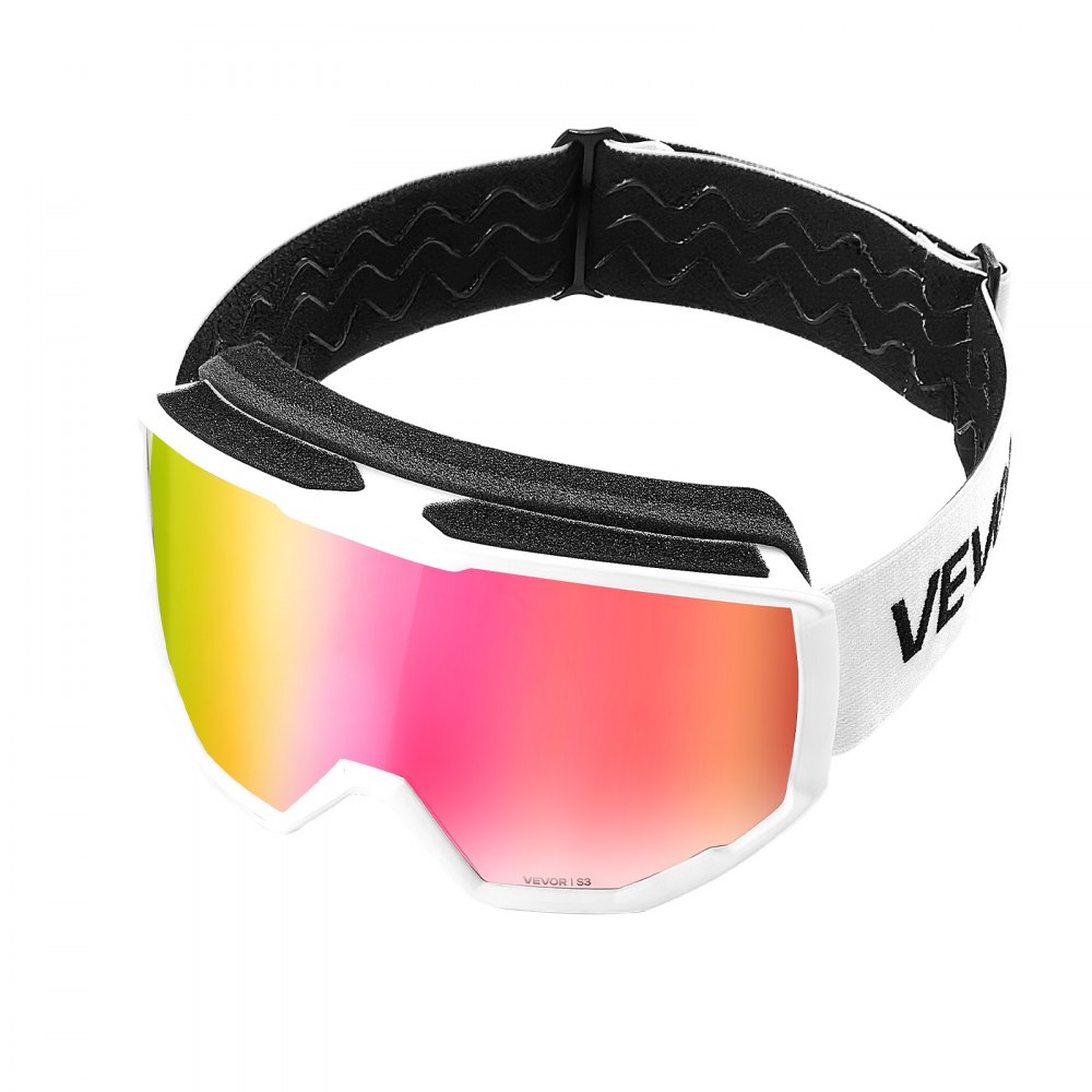 VEVOR Gafas de Esquí con Revestimiento, Rosa, para Snowboard, con Montura de TPU, Doble Ventilación Antivaho y Espuma de Triple Capa, para Motonieve, para Hombres y Mujeres, 180 x 96 x 72 mm
