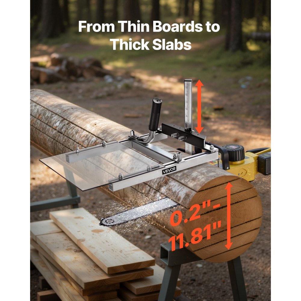 VEVOR Chainsaw Mill, Portable Sawmill Fits 41-51 cm Planking Milling Bar, Lumber Cross Cutting Guide Chain Saw with Shield, 0.2-11.81 in Cutting Thickness, Timber Chainsaw Mill Kit for Woodworkers