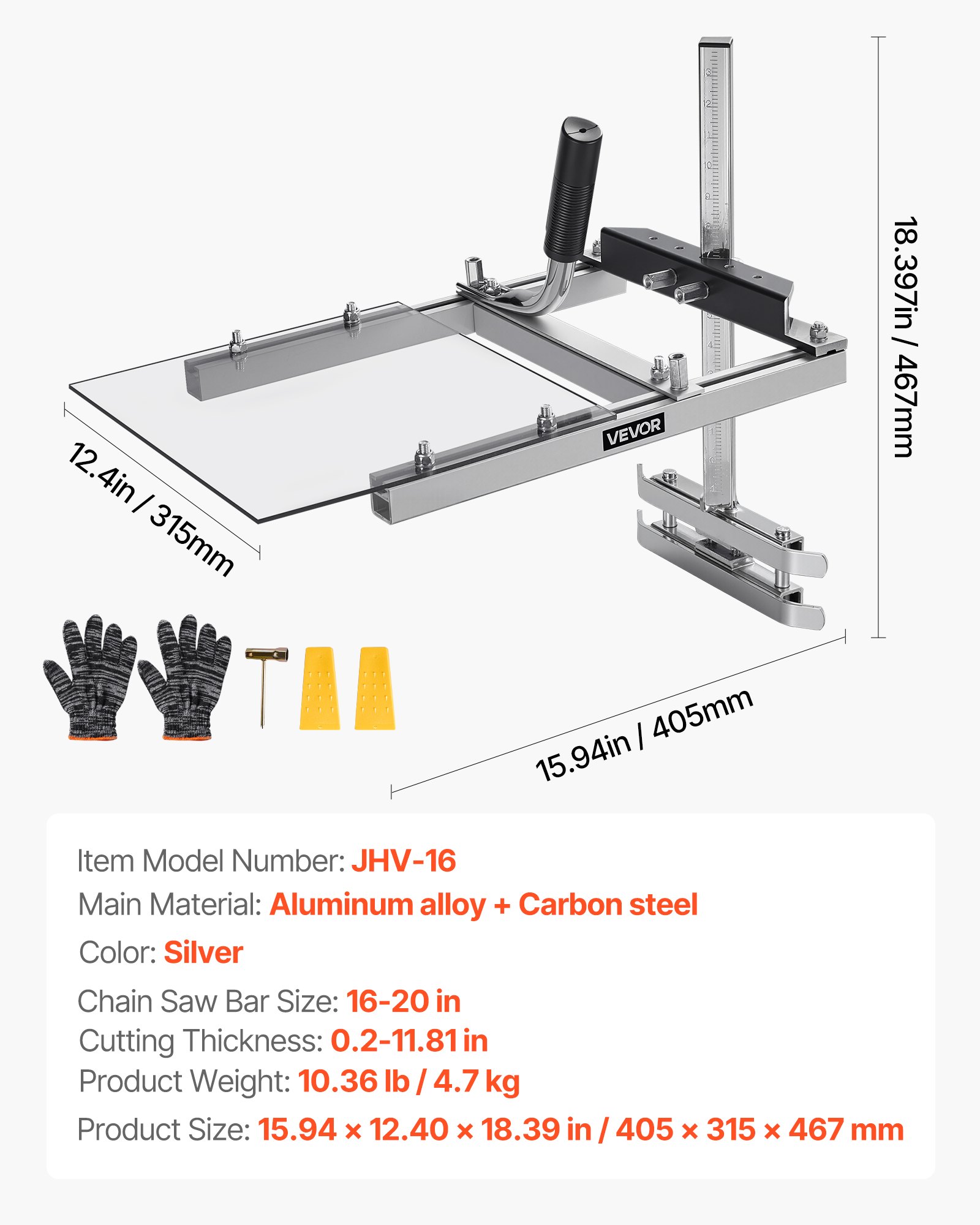 VEVOR Chainsaw Mill, Portable Sawmill Fits 41-51 cm Planking Milling Bar, Lumber Cross Cutting Guide Chain Saw with Shield, 0.2-11.81 in Cutting Thickness, Timber Chainsaw Mill Kit for Woodworkers